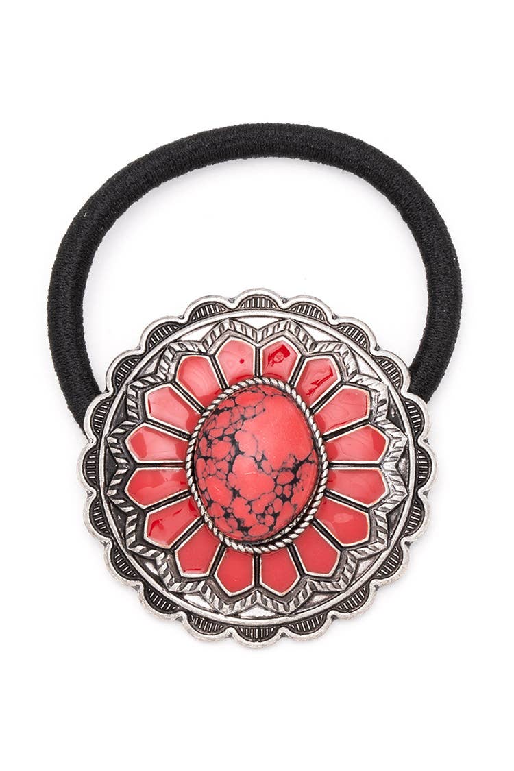 Stone Western Concho Hair Tie
