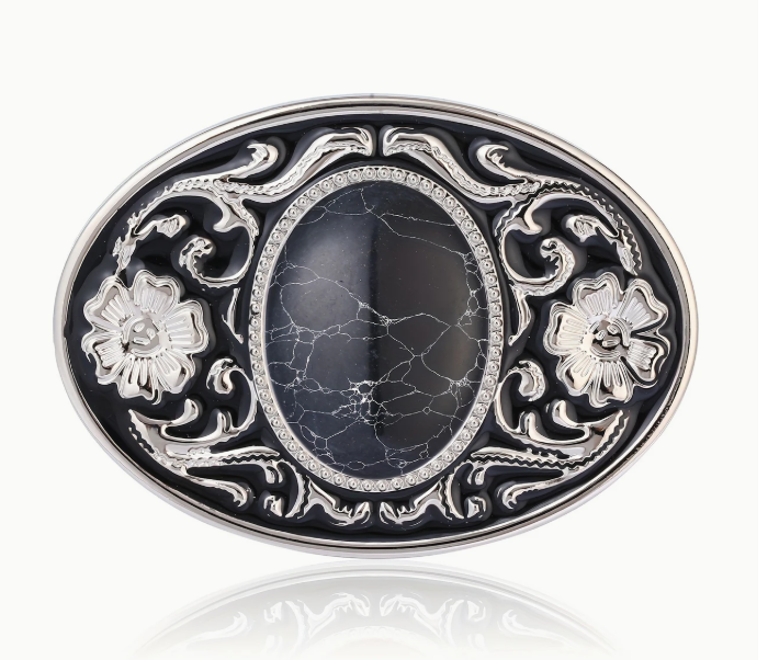 Oval Flora Ornate with Stone Belt Buckle 1365