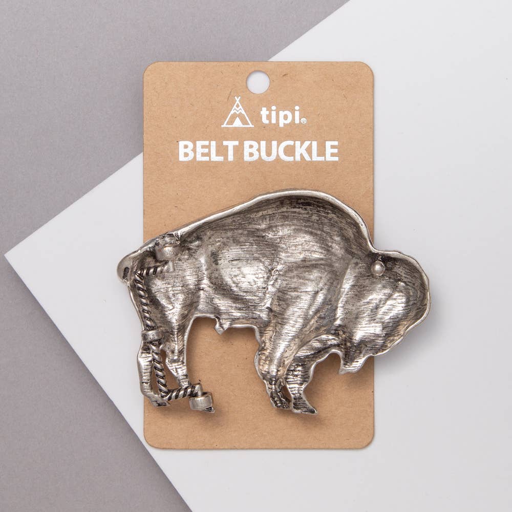 Western Bison Metal Belt Buckle