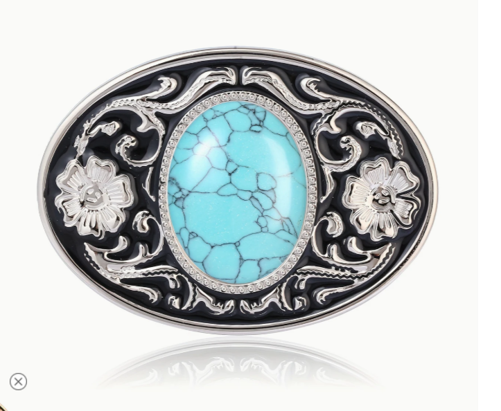 Oval Flora Ornate with Stone Belt Buckle 1365