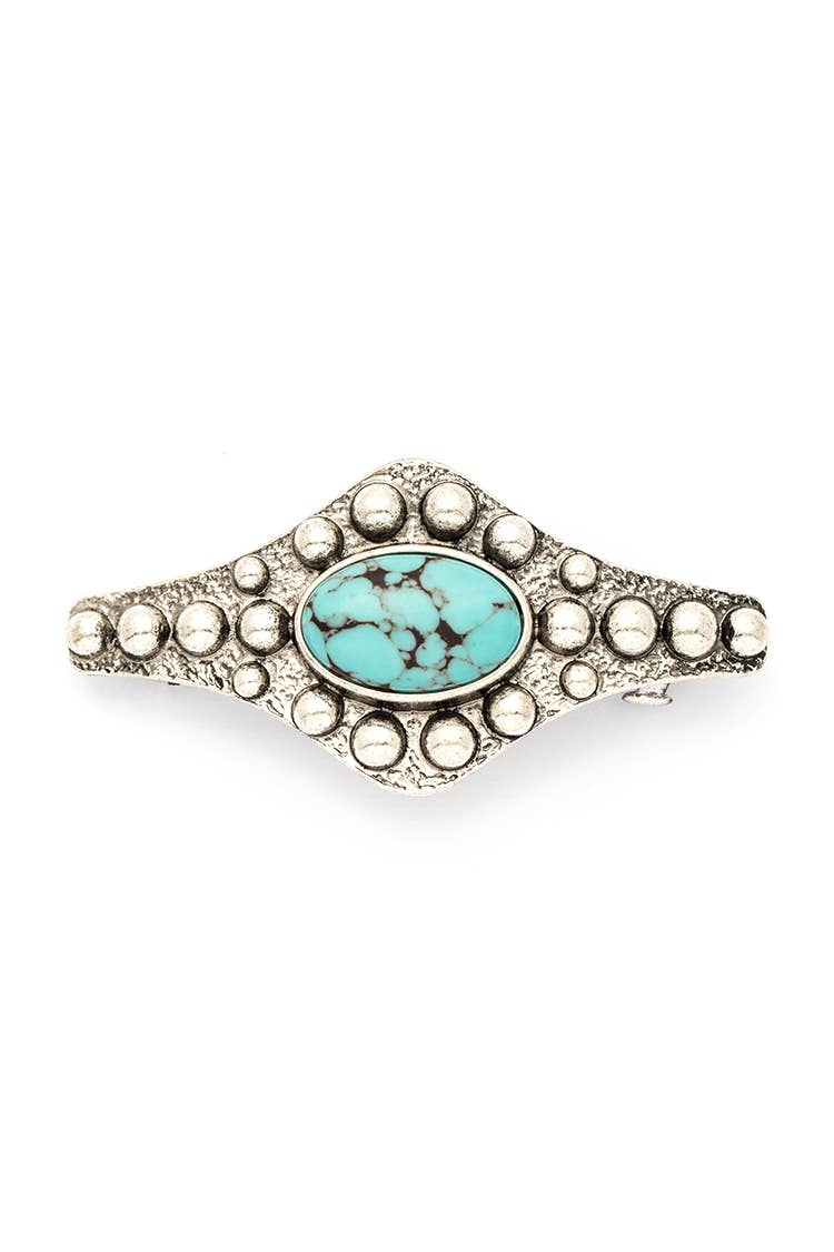 Western Engraved Stone French Clip Barrette