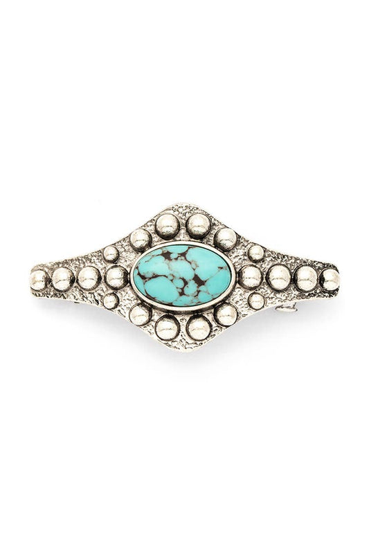 Western Engraved Stone French Clip Barrette