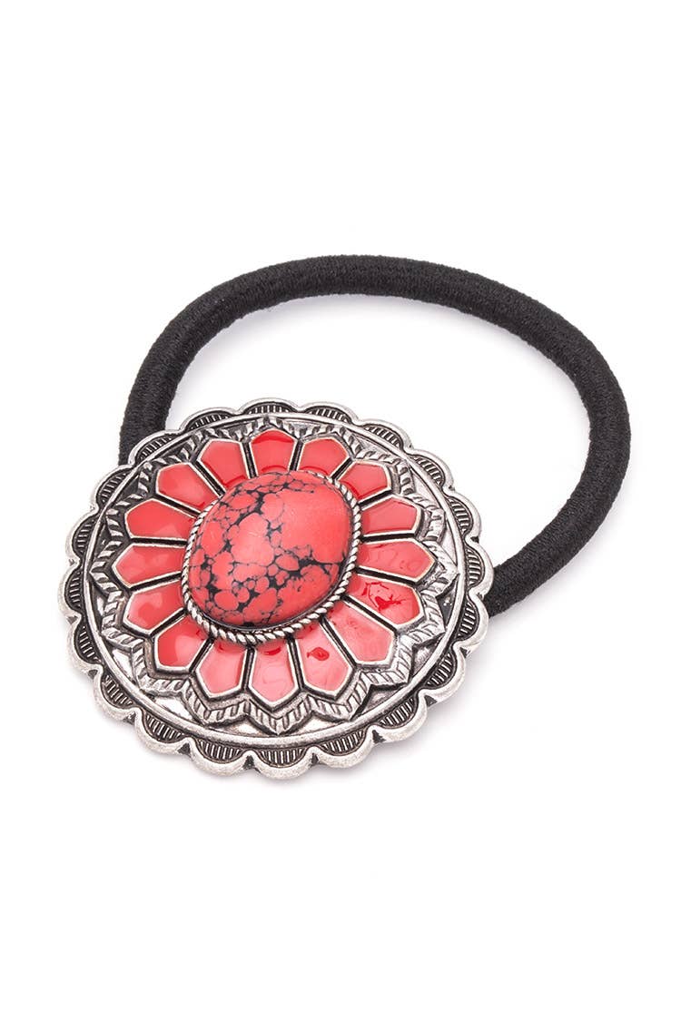 Stone Western Concho Hair Tie