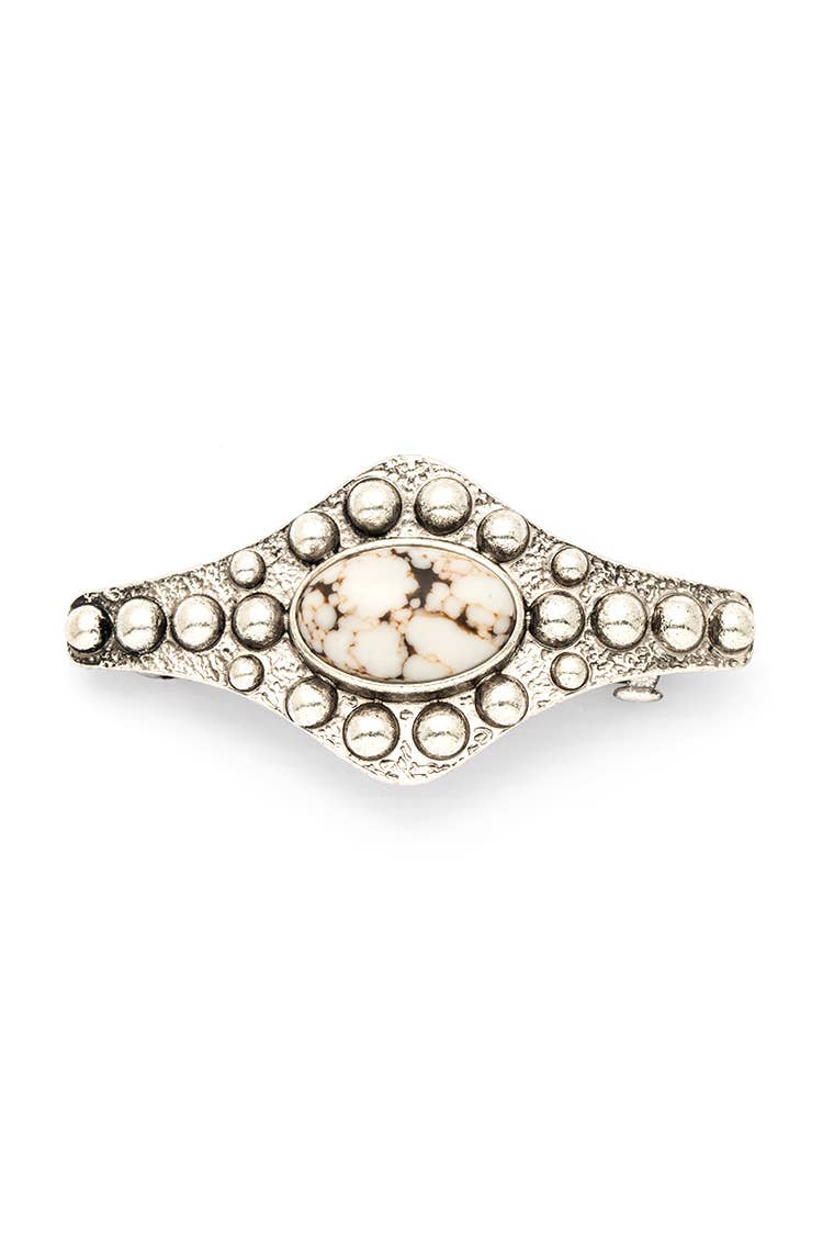 Western Engraved Stone French Clip Barrette