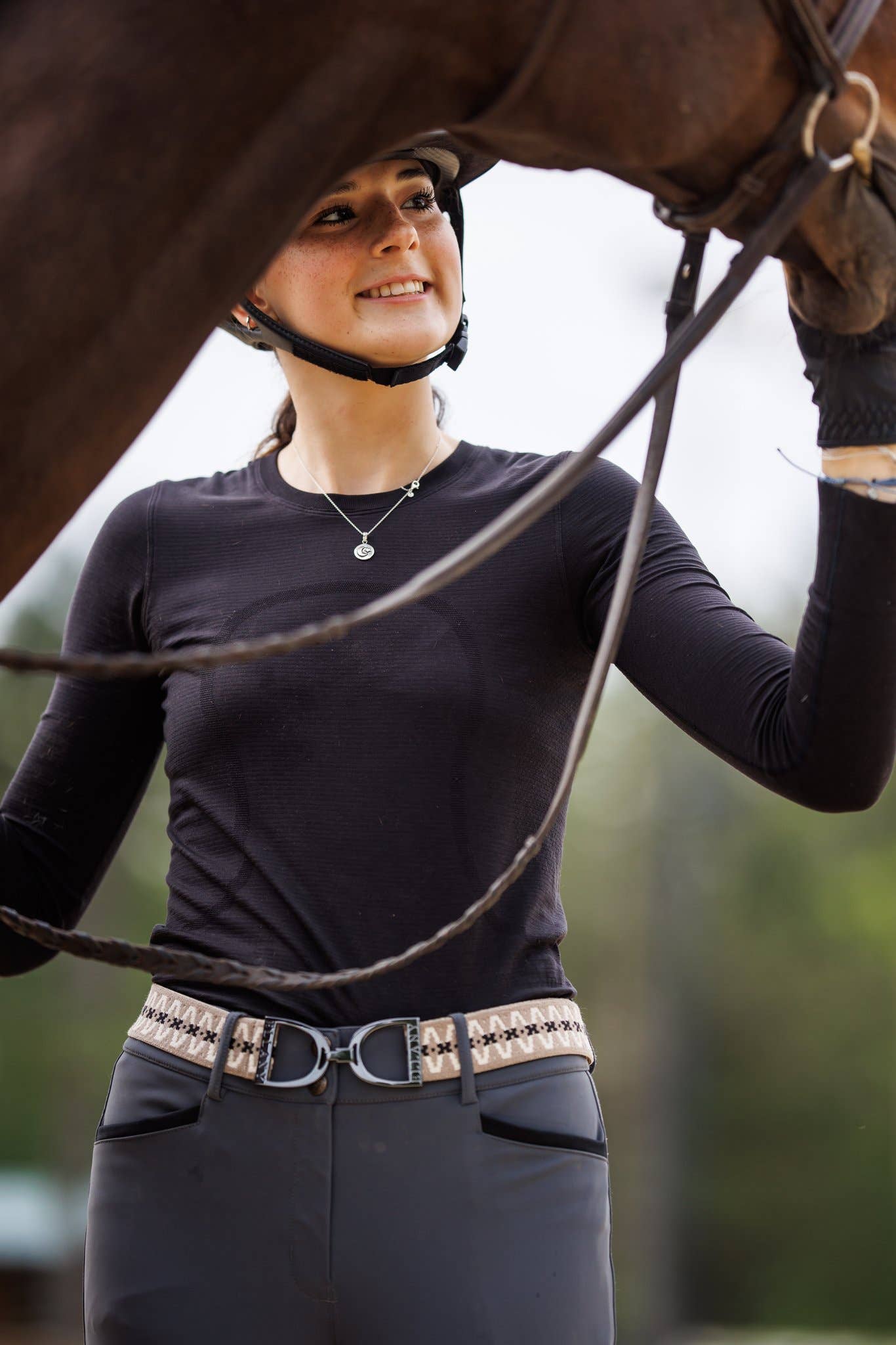 Harlow - 1.5" Gunmetal Stirrup Elastic Belt