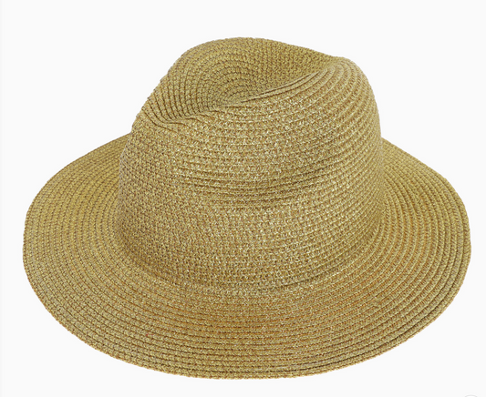 Wide Woven Straw Panama Fedora Hat