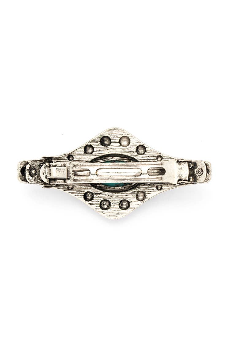 Western Engraved Stone French Clip Barrette