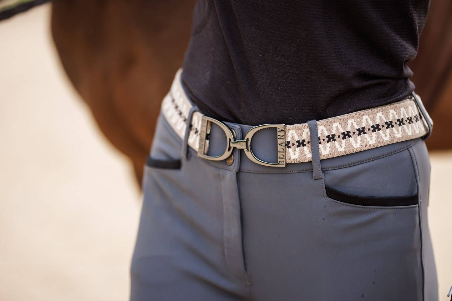 Harlow - 1.5" Gunmetal Stirrup Elastic Belt