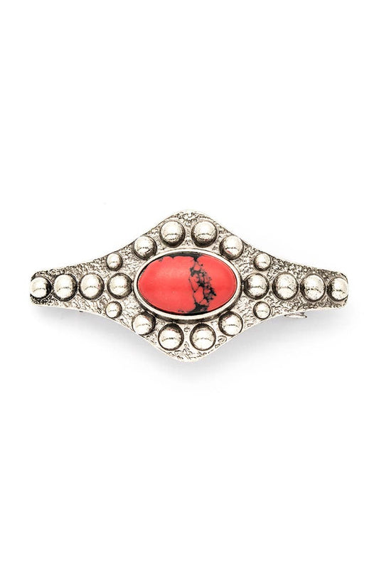 Western Engraved Stone French Clip Barrette