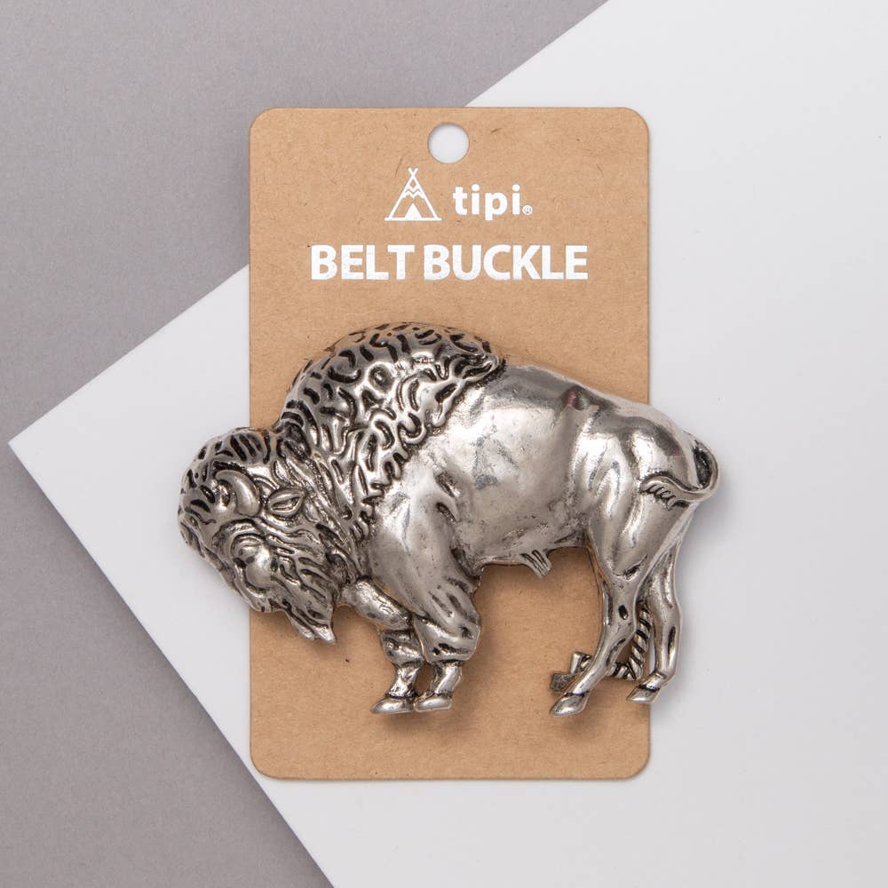 Western Bison Metal Belt Buckle