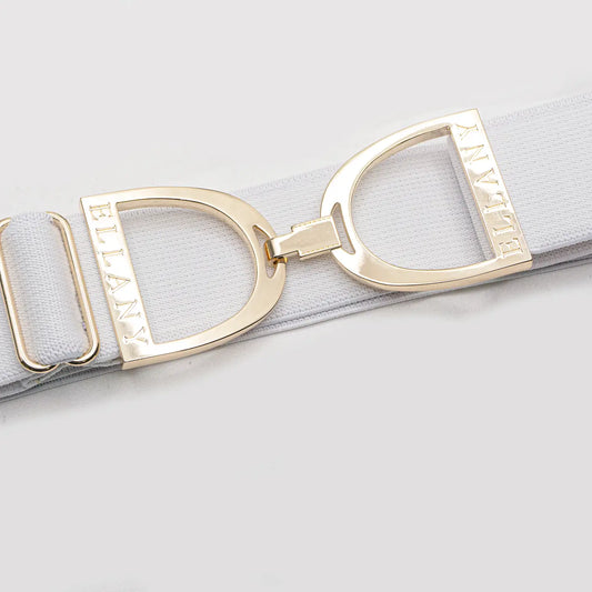 White - 1.5" Gold Stirrup Elastic Belt